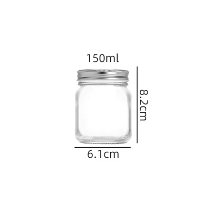 卸売4オンス8オンス16オンスクリアラウンドガラスジャムジャーガラス金属蓋付き収納ピクルスジャー食品用