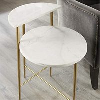 Nouveau Design En Métal Table Avec Dessus En Marbre
