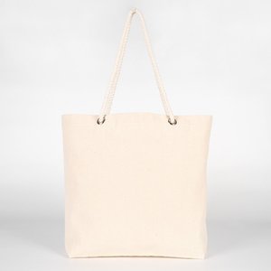 Large Solid Color Canvas Tote <b>Bag</b> with Zippered Inner Pocket 19x16x4 Cotton <b>Fabric</b> Shopping - Product Image 4