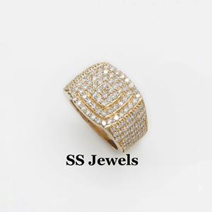 Men's 925 <b>Silver</b> Custom Iced Hip Hop <b>Statement</b> Fashion Band Square Design VVS Moissanite Diamond <b>Ring</b> for Daily Wear - Product Image 2