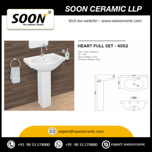 High Quality Modern Design Full Pedestal Set Wash <b>Basin</b> with 12L Capacity NSF Certified for Home Use From Indian Supplier - Product Image 3
