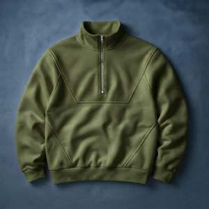 Mens <b>Orange</b> Quarter Zip <b>Fleece</b> Jacket Casual Stand Collar Long Sleeve Pullover Breathable Solid Color Autumn Wear Wholesale - Product Image 2