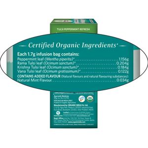 Organic 25 <b>Infusion</b> Bag Pack of Tulsi Peppermint Refresh <b>Tea</b> for Adults Natural Healthcare Supplement From India - Product Image 5