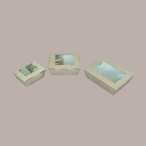 50 fiambreras desechables de papel marrón medio para llevar comida amigable 175x140H65 con ventana - Product Image 1