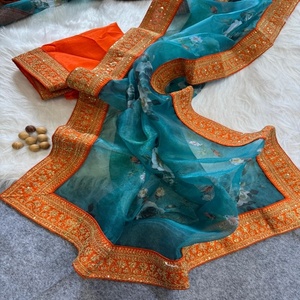 ผ้าโปร่งบางพิมพ์ลายดอกไม้ดิจิทัลและปักเลื่อมสำหรับผู้หญิงแฟชั่น - Product Image 1