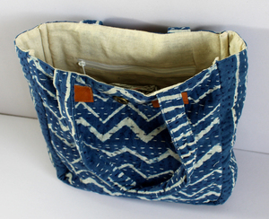 Bolso de mano de tela de algodón acolchado con estampado de bloque de mano más vendido - Product Image 6