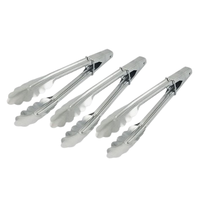 Voedselveilige roestvrijstalen saladetang met zilveren afwerking, keukengerei, metalen ijstang, voedselklem, keukengerei voor thuis.