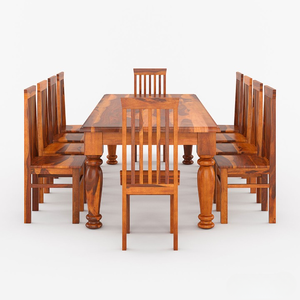 Juego de Comedor Moderno de Madera Maciza de 11 Piezas para 10 Personas con Patas de Metal Personalizadas y Sillas Estilo Misión - Product Image 3