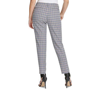 Pantaloni DKNY da donna a vita media, modello Essex, fantasia pied-de-poule, blu, a gamba dritta, anti-piega, traspiranti, taglia XL - Product Image 2