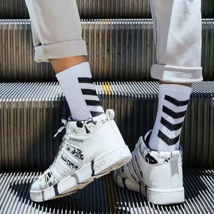 Unisex White Black <b>Crew</b> <b>Socks</b> Solid Color Short Cotton <b>Sock</b> Striped for <b>Women</b> and Men for Spring Summer - Product Image 6