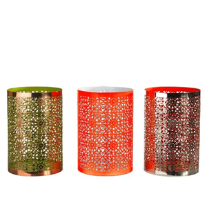 Portavelas votivo de metal en diseño elegante con acabado multicolor, perfecto para bodas y elegante contenedor de velas - Product Image 1