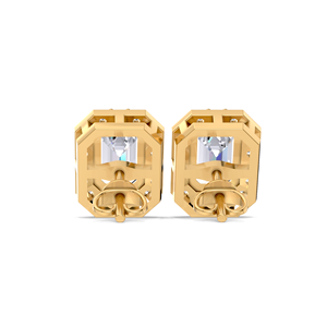 ต่างหูเพชรทรงเหลี่ยมมรกต 1 กะรัต แบบ Halo ชุบทองคำขาว 18K ชุบทองคำขาว ชุบทองคำชมพู ชุบโรเดียม ดีไซน์หรูหราทรงแปดเหลี่ยม - Product Image 3