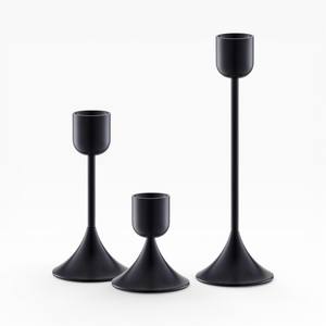 Modern <b>Black</b> Metal Candle <b>Holders</b> With Classic Shape For Elegant Table And Home Decoration - Product Image 4