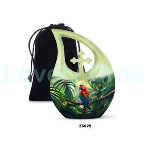 นกแก้วมาคอว์ฉีกเก็บโกศสำหรับผู้ใหญ่ขี้เถ้าของมนุษย์ประดับด้วยโกศขนาดใหญ่แถมถุงกำมะหยี่ฟรี - Product Image 1