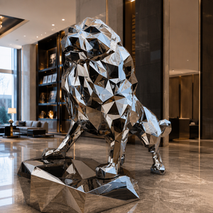 Scultura di Leone in Acciaio Inossidabile Lucidato a Specchio, Decorazione da Giardino Personalizzata, Supporta Design 3D e DDP - Product Image 4