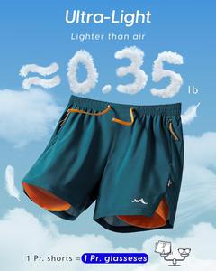 Men's Relaxed Fit & Slim Fit Casual Sport <b>Shorts</b> | 100% Cotton Breathable Quick Dry <b>Shorts</b> Elastic Waist | Solid Pattern <b>Gym</b> - Product Image 5