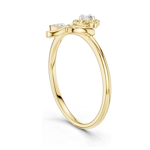 แหวนเพชรลายดอกไม้สำหรับผู้หญิง เพชรแล็บ 0.068 กะรัต ในทอง 18KT, 14KT, 10KT และเงิน 925  ทองชมพู, ทองเหลือง, ทองขาว - Product Image 6