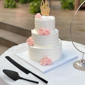 Bulk Customized Logo <b>Cake</b> Server Set Stainless Steel Black Pizza <b>Cake</b> <b>Cutter</b> Wedding Metal <b>Cake</b> Knife and Server Set - Product Image 4