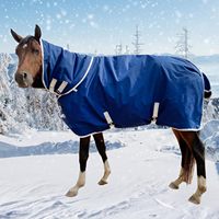 Couverture d'hiver imperméable pour cheval 1800D, couverture de course, 400g / 14oz, doublure en coton chaud, couvre-cou amovible
