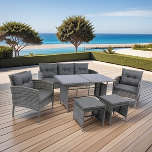 2025 IPRO Premium moderno resistente a la intemperie al aire libre patio PE ratán mimbre Modular Lounge Set con cojines impermeables - Product Image 2