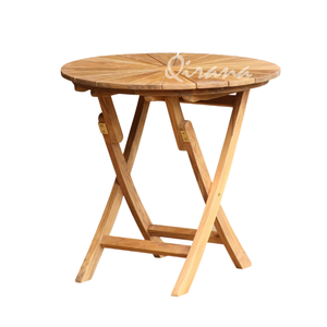 โต๊ะไม้สักพับได้120ซม. โต๊ะในสวนทรงกลมทำจากทองเหลืองแข็งแรงทนทาน - Product Image 1