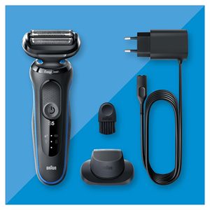 Afeitadora Eléctrica Inalámbrica Recargable para Hombre, Impermeable IPX7, con Cinco Cuchillas y Accesorio Recortador para Afeitar y Recortar la Barba - Product Image 1