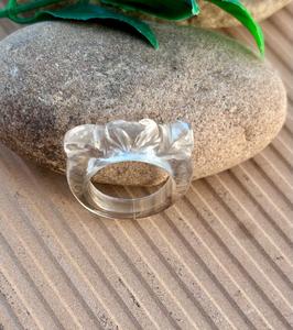 Natural <b>Crystal</b> Quartz Gemstone Hand Carved Beautiful Design <b>Ring</b> Statement <b>Ring</b> <b>Crystal</b> Quartz Jewelry - Product Image 3
