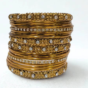 Luxurious and Stylish antique designer bangles set studded with zircon diamond for <b>women</b> party wear wedding wear gifting - Product Image 1