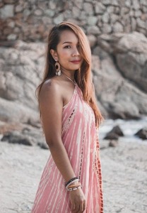 Robe maxi bohème rose / Dos ouvert / Été 100% coton Col en V Sans manches Respirante - Product Image 2