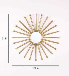 Stylish round mirror with a sleek <b>metal</b> <b>frame</b> Circular <b>metal</b> wall mirror Elegant gold 21 inch - Product Image 6