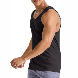 Fait sur mesure Meilleures ventes Hommes 90% Coton 10% Spandex Surdimensionné Vente en gros Respirant Tricoté Hommes Active Training Débardeurs - Product Image 3