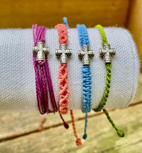 Tiny Cross <b>Bracelet</b>, Faith <b>Healing</b> <b>Bracelet</b>, Christian Cross <b>Bracelet</b>, Waxed String Adjustable <b>Bracelet</b> - Product Image 3
