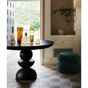 Table de salle à manger ronde Pluton moderne et minimaliste, meubles de maison assemblés pour appartement ou hôtel, table de restaurant à motif rectangulaire - Product Image 4