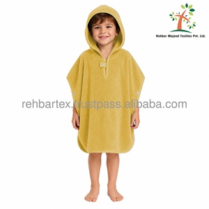 Poncho à capuche en coton éponge de haute qualité pour enfants, doux, confortable, taille personnalisée et plusieurs couleurs pour garçons et filles, idéal pour la plage - Product Image 5