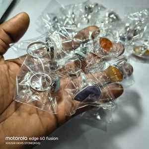 Bagues en argent plaqué de haute qualité au design unique et multi-styles avec pierres naturelles, bijoux tendance et élégants, cadeau de mariage emballé - Product Image 3