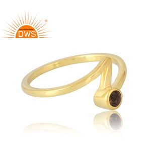 แหวนพลอยควันชุบทอง18K 925เงินสเตอร์ลิงประดับอัญมณีอัญมณีสีธรรมชาติอัญมณีละเอียดเป็นของขวัญสำหรับผู้หญิง - Product Image 4