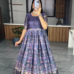 ชุดผ้าไหมนุ่มพิมพ์ลาย Anarkali ออกแบบล่าสุด - Product Image 1