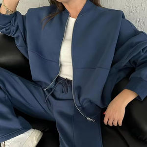 Conjunto Deportivo de Sudadera con Capucha y Pantalones de Felpa de Algodón Grueso con Logotipo Personalizado Bordado para Mujer, Estilo Holgado de 2 Piezas, Ropa Urbana - Product Image 6