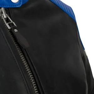 Fashion Biker Blue & Black Genuine Leather Racing Motorbike Jacket With White Lining CE Protections Motorcycle Jacket For Men - Product Image 6