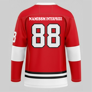 Maillot de hockey sur glace respirant personnalisé par sublimation – Logo, nom d'équipe, numéros, couleurs personnalisables – Design prêt à l'emploi en usine – 100 % polyester - Product Image 6