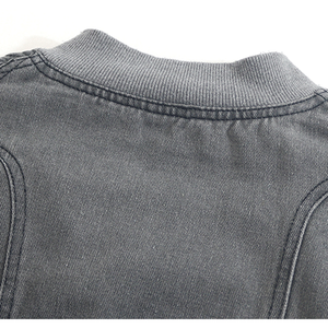 Custom high quality 100% cotton heavyweight U Bottom Vintage Acid Washed <b>Denim</b> <b>Jacket</b> Distressed Zip Up <b>Cropped</b> Factory Hoodies - Product Image 5