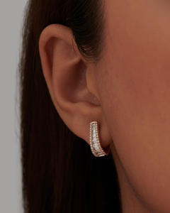 Boucles d'oreilles créoles jaunes en or massif 14 carats VVS diamants de laboratoire pavés boucles d'oreilles créoles coniques personnalisées en usine 9K 18K - Product Image 5