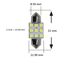 PA-HYUGA Neue 31mm 2835 LED Warmweiß 9SMD 6000K Soffittenlampe für Fahrzeuginnenraum Aluminium Universelle Passform 1 Jahr Garantie