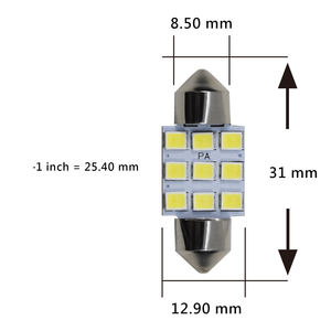 31mm 2835 LED Warm White 9SMD 6000K Festoon <b>Interior</b> Automotive Bulb - Product Image 5