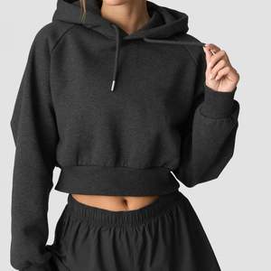 Sweat-shirt à capuche court pour femme, personnalisé, décontracté, surdimensionné, à capuche, pour femme, vente en gros OEM - Product Image 1