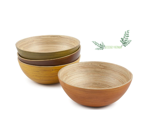 Buena ensaladera de bambú hilada barata con 2 Utensilios para servir y color personalizado hecho por Eco2go Vietnam - Product Image 4