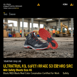 รองเท้าบูทนิรภัย ULTRATRAIL S3 ESD HRO SRC สีดำ รุ่นกลาง ขนาด 45 สีดำ/แดง ผ่านการรับรองเพื่อความปลอดภัยในการทำงาน - Product Image 3