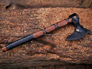 Ejes de acero de Damasco de alta calidad MS-Factory Uso multiusos con mango de madera personalizable Diseño popular Opciones de logotipo personalizado - Product Image 5