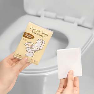 Lot de 50 Housses de siège de toilette jetables en papier gaufré personnalisé, biodégradables pour les toilettes nomades - Product Image 4