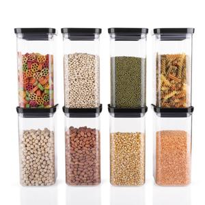 Organisateur empilable en plastique sans BPA de qualité alimentaire, ensemble de boîtes de rangement pour céréales, récipient hermétique transparent pour aliments secs et cuisine - Product Image 1